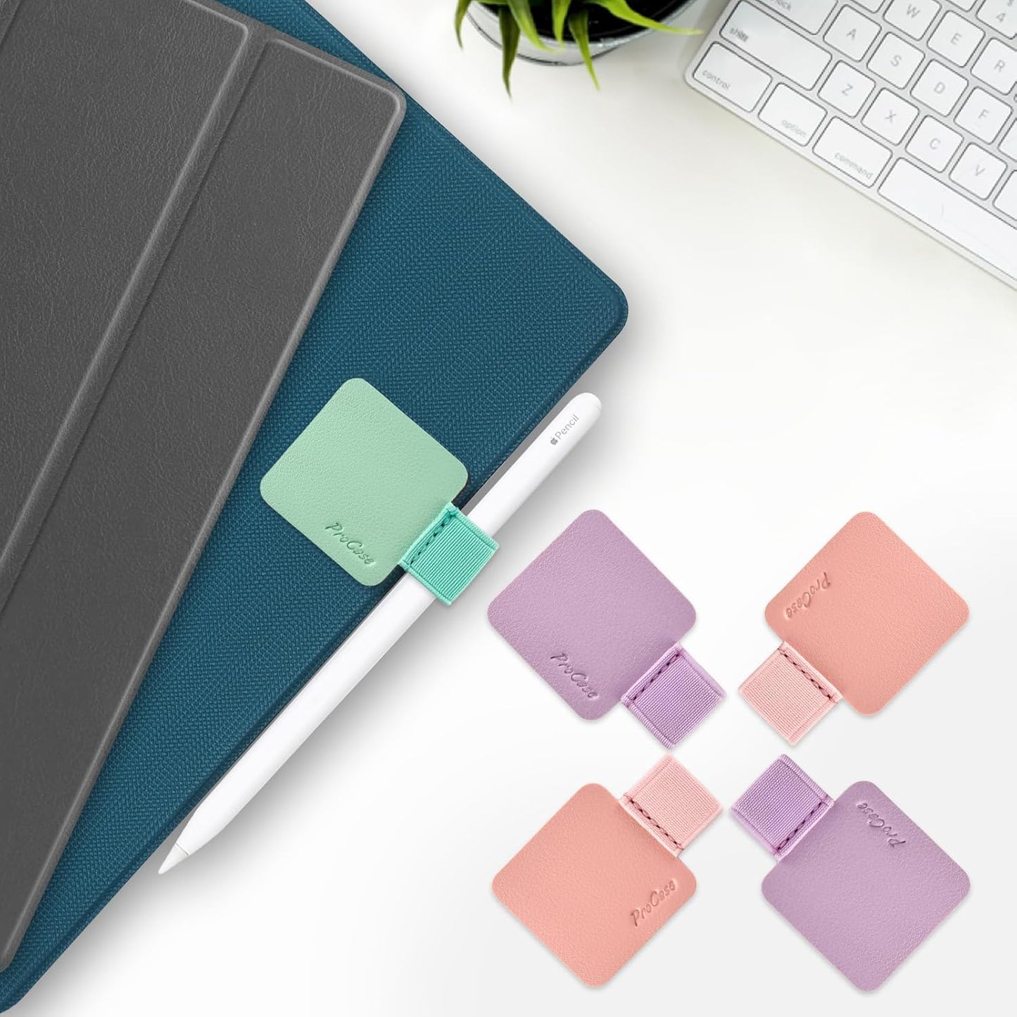ProCase (5 Pack) Pen Loop Holder for Notebooks Journals Planners Tablet Case, Self Adhesive Leather Pencil Holder with Elastic Loop for Pens, Apple Pencil, Stylus Pen -Black