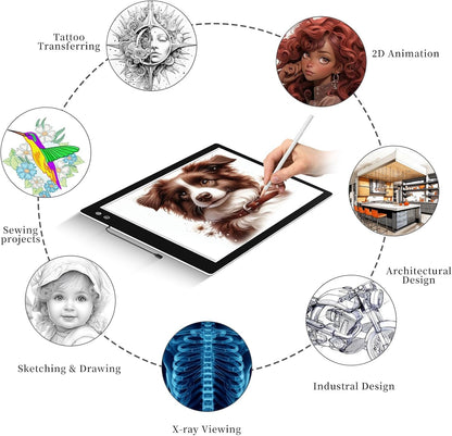 PICOVISTA Rechargeable A3 Diamond Art Light Board,Super Bright Tracing Light Box,6 Levels Brightness with 3 Colors Mode, Wireless LED Pad for Diamond Painting,Weeding Vinyl,Sketching & Drawing