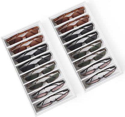 Velvet Sunglass Organizer Tray, Stackable Glasses Case for Drawer, Eyeglasses Watches Jewelry Display Holder Women Men