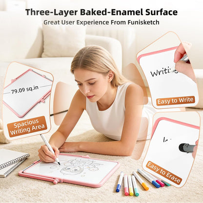 Colorful Dry Erase White Board 8.3x11in, Magnetic Desktop Board with Stand, 2 Markers (Eraser Head), 4 Magnets - Double-Sided Easel for Daily Planning, Memo, Office/Home/School (Blue)