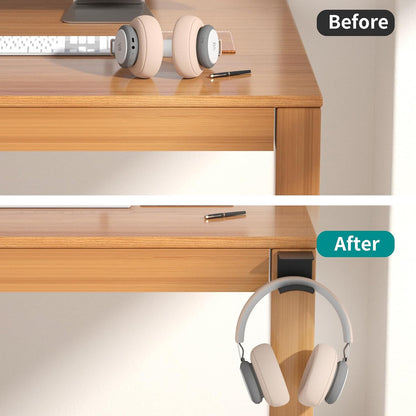 HomeMount Under Desk Headphone Hook - Adhesive Headphone Stand Hanger for Desk - White