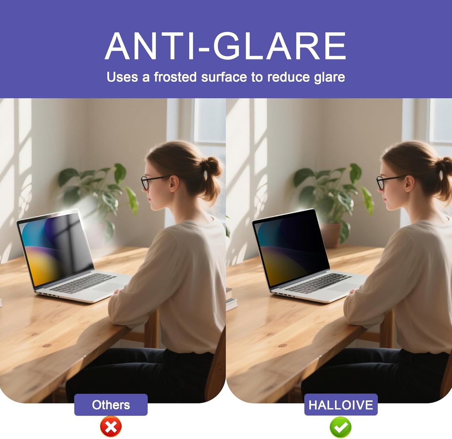 2 Pack Magnetic Hanging Computer Privacy Screen 24 Inch for 16:9 Widescreen Monitor, Removable Privacy Screen Anti Glare Blue Light Computer Screen Privacy Shield, Anti-Scratch 24in Protector Film