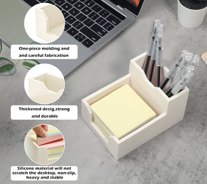 Kamehame Black Sticky Note Holder, Silicone Memo Holder with Pen or Card Slots, Sticky Note Dispenser, Fits 3x3 Inches Sticky Notes