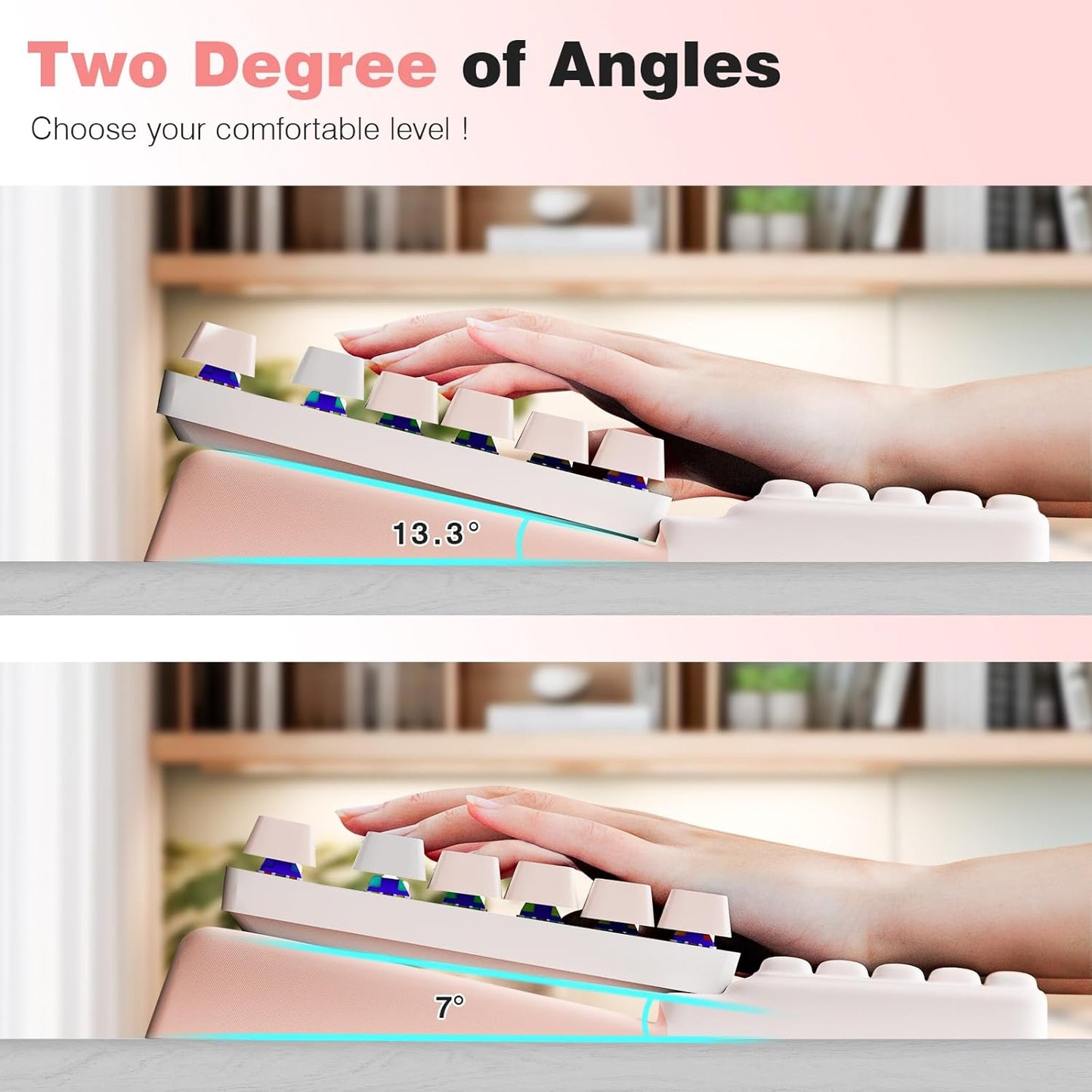 Ospelelf Tilt Keyboard Stand with Wrist Rest, Comfy Ergonomic Keyboard Riser Holder for Office Home