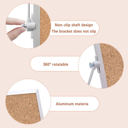 2 Pack Cork Board Bulletin Board, Double Sided Pin Board with Silver Aluminum Border, Desktop Small Cork Board with Stand Suitable for Home, Office, Desk Message Board or Picture Board 9.8"×9.8"
