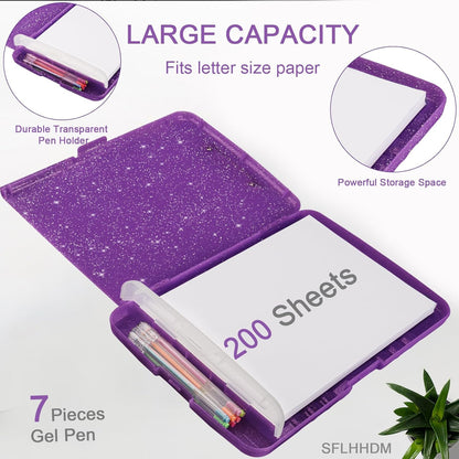 Glitter Clipboard with Storage,Storage Clipboard with Pen Holder,A4 Binder Clip Boards 8.5x11 with Low Profile Clip,Side Opening Sparkle Clipboards, Clipboards Folder for Office Supplies-Starry Black