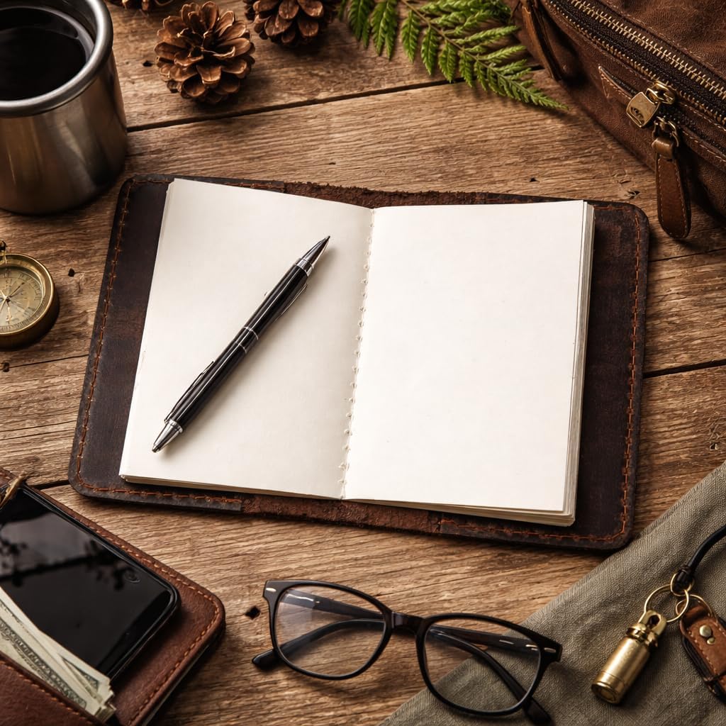 Leather Journal Cover for 2.5 x 4 Inches Pocket Notebooks – Handmade Refillable Mini Notebook Cover – Compatible with Outus, Qeeenar & Similar Small Journals, Travel Memo Pads & Pocket Diaries