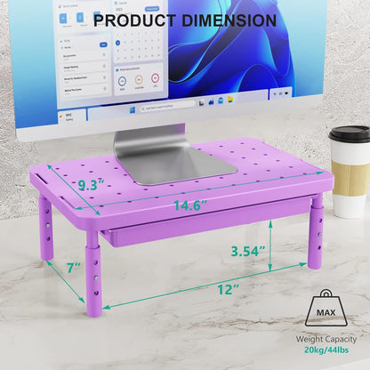 WALI Monitor Stand Riser with Drawer and 2 Pen Holders, Desk Organizers and Accessories for Computer, Printer, Laptop Stand for Home Office Supplies, (PTT004-B), 1 Pack, Black