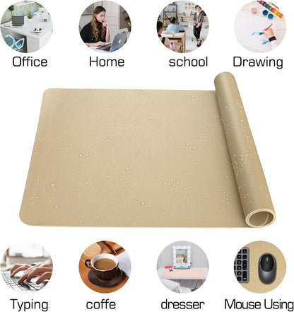 HofferRuffer Desk Pad, Office Desk Protector Mat, Waterproof Desk Mat for Desktop, Dual Side Use Faux Leather Desk Pad for Keyboard and Mouse for Office and Home (Gold+Cork, 31.5" x 15.8")