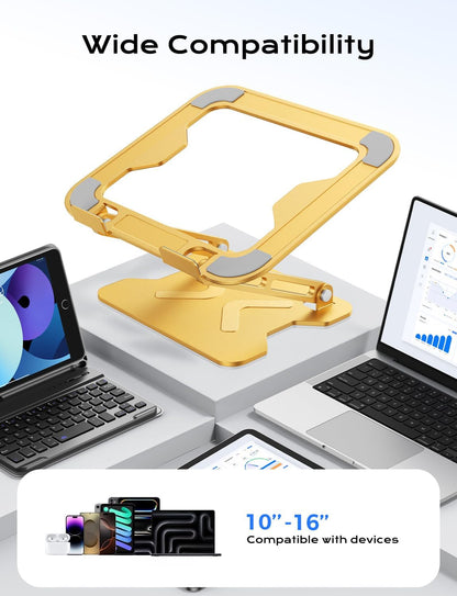 JCZT Adjustable Laptop Stand for Desk, Metal Foldable Laptop Riser, Portable Laptop Holder Mount, Ventilated Cooling Computer Notebook Stand for MacBook Air Pro, All 10-16'' Notebooks Laptops, Pink
