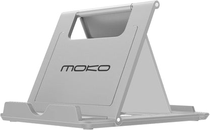 MoKo Phone/Tablet Stand, Foldable Tablet Holder Compatible with iPhone 17/17 Air/17 Pro/17 Pro Max, iPhone 16/Pro/Pro Max/Plus, iPhone 15/Pro/Pro Max/Plus, iPhone 14/Pro/Pro Max/Plus, Black