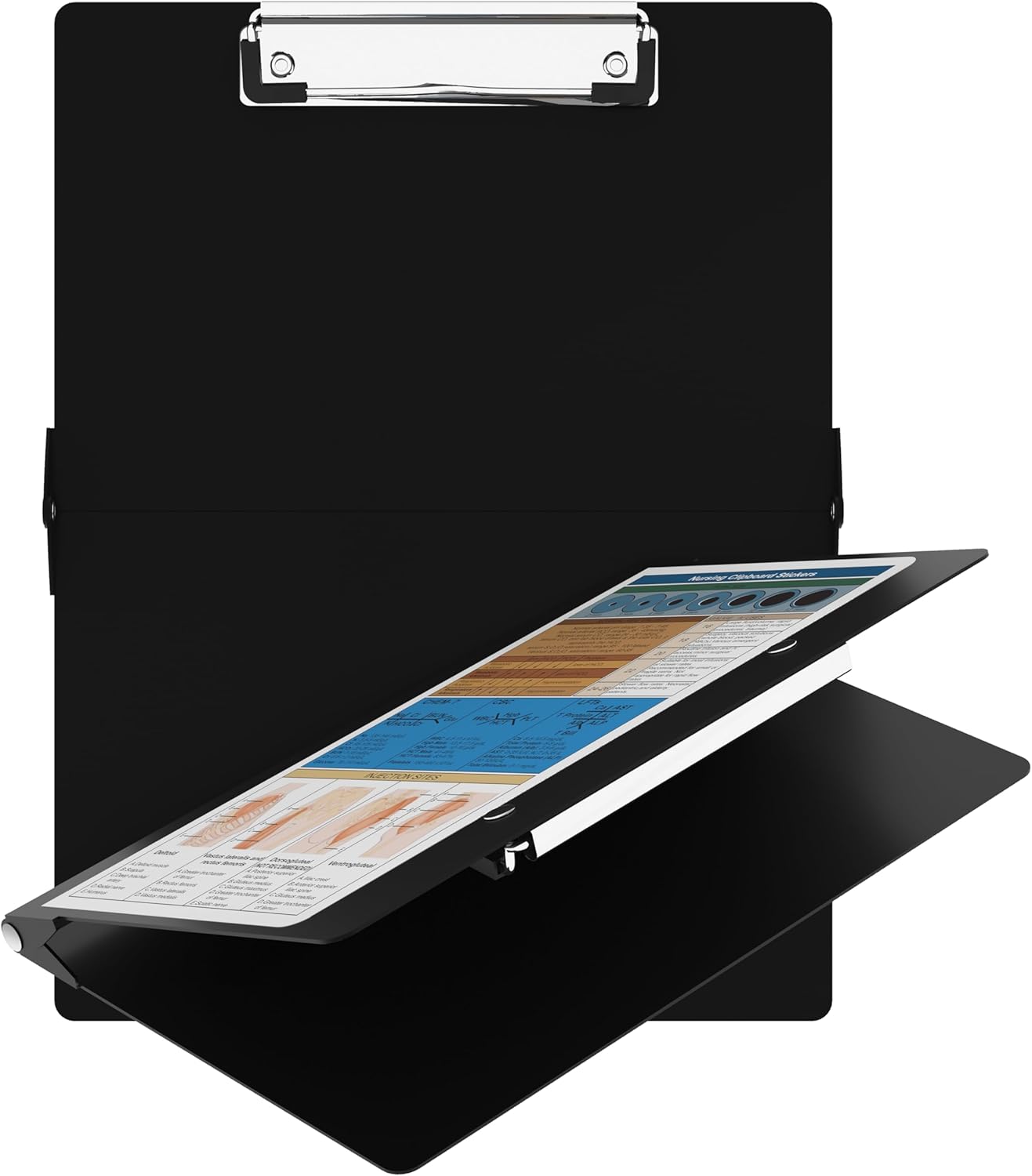 Nursing Clipboard with Nursing and Medical Edition Cheat Sheets Nursing School Essentials - Aluminum Foldable Nurse Clip Boards Essential Accessory for Efficient Patient Care (Mint)