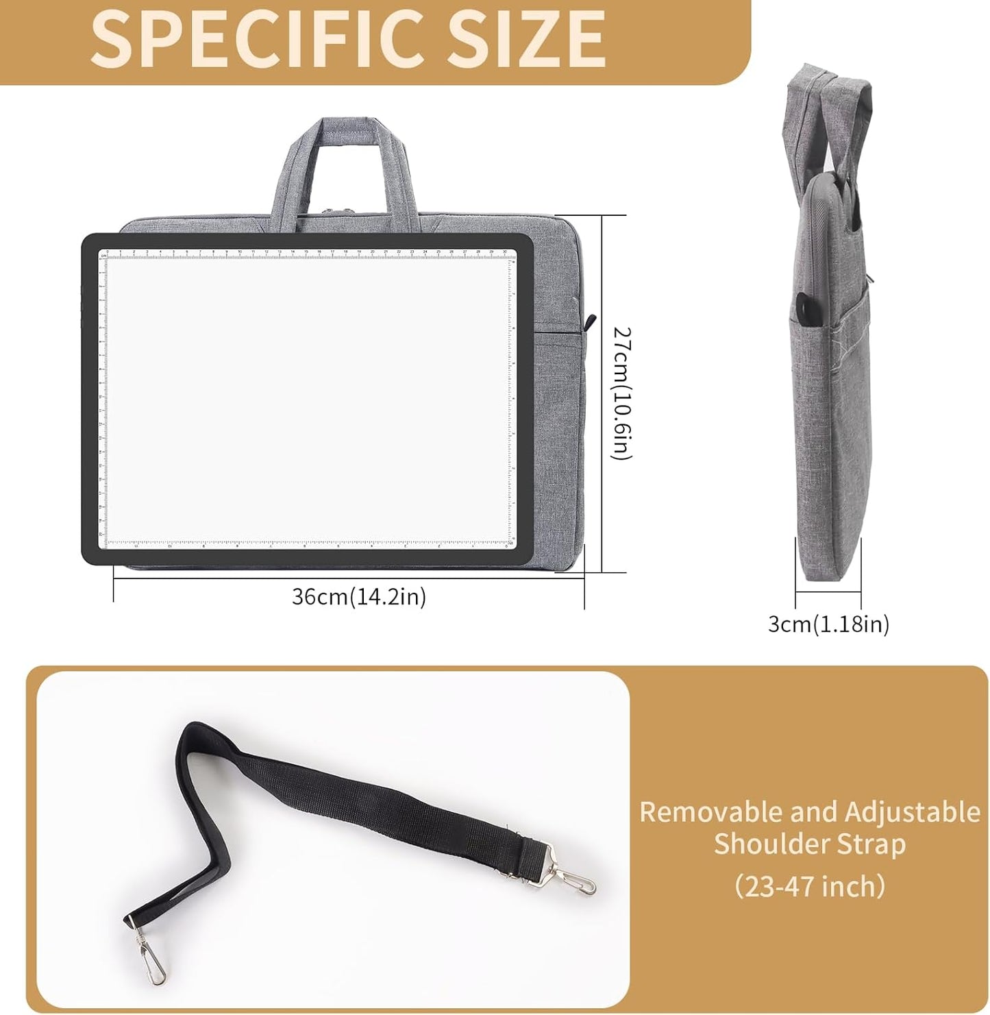 YINGWOND Rechargeable A4 Light Box for Tracing,Ultra-Thin 9000LUX Super Bright Wireless Light Pad with Adjustable Brightness Color,13.9x10 in Light Board for Diamond Painting Drawing Sketching