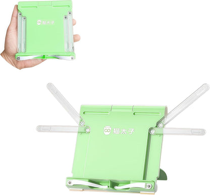 Travel Mini Book Holders for Reading Hands Free - Portable and Adjustable Book Stand for Reading, Two-in-one (Ideal for Light Books & Tablets – Not for Heavy Hardcovers | White)