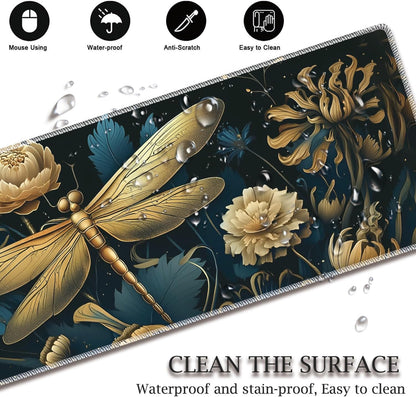 Mouse Wrist Rest and Keyboard Wrist Rest Pad Set, Non-Slip Rubber Base Smooth Surface Ergonomic Gaming Mouse Pad for Easy Typing and Pain Relief, Antique Blue Wood Grain Dog Paw + Coaster