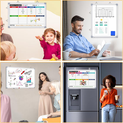 Weekly Planner Whiteboard, Weekly Dry Erase Board for Wall 16" x 12", Double-Sided Weekly Calendar Whiteboard with Pen Tray & Hook, Hanging Writing Schedule Board for Home, School, Office