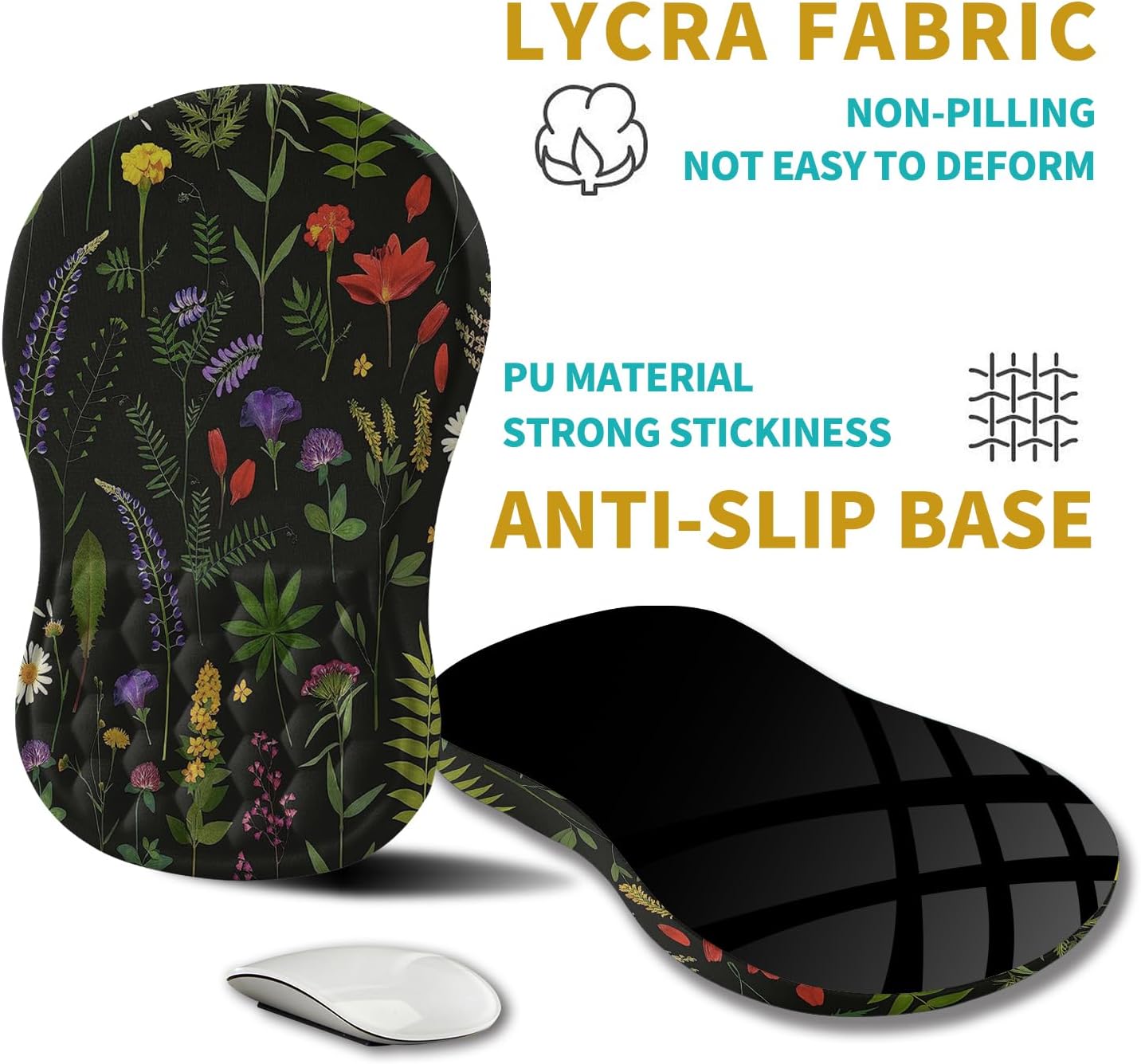 Hokafenle Ergonomic Mouse Pad Wrist Support, Wrist Rest Mousepad for Carpal Tunnel Pain Relief with Integrated Memory Foam Slope Massage Bulge (11.8x7.9 inch,Topographic Contour)