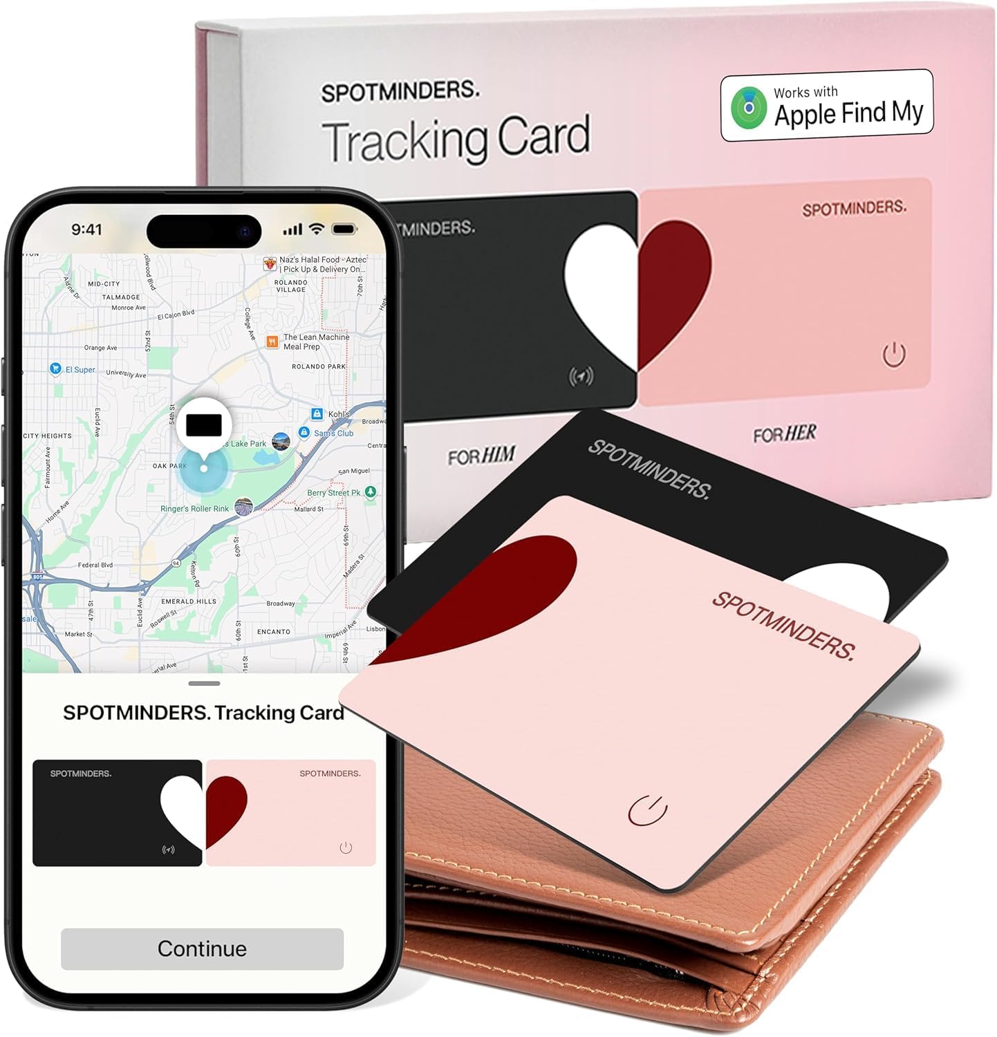 SPOTMINDERS Apple MFi Certified Wallet Tracker PRO for Travel Credit Card Design Works with Apple Find My IP68 Waterproof Rechargeable Tracking Card for Wallet Luggage Passport 0.07in Slim Item Finder
