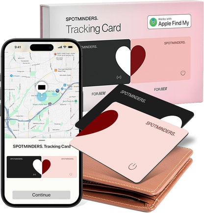 SPOTMINDERS Apple MFi Certified Wallet Tracker PRO for Travel Credit Card Design Works with Apple Find My IP68 Waterproof Rechargeable Tracking Card for Wallet Luggage Passport 0.07in Slim Item Finder