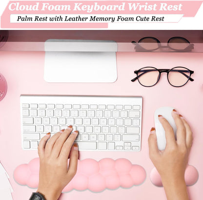 Keyboard Wrist Rest, BamLue Memory Foam Pad Set for Easy Typing & Pain Relief for Laptop, Office & Home, Ergonomic Sets for Keyboard, Gel Mouse Wrist Rest, Smooth Fiber Cushion Wrist Support-Black