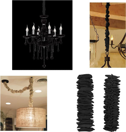 ECUDIS 2 Packs Chandelier Chain Cover Cord Cover 6 Feet, Great for Lamps, Light Fixtures, and Desks, Cable Management, Black