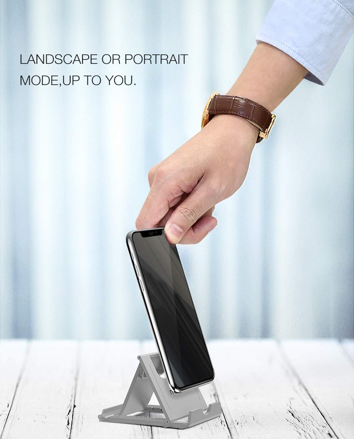 MoKo Phone/Tablet Stand, Foldable Tablet Holder Compatible with iPhone 17/17 Air/17 Pro/17 Pro Max, iPhone 16/Pro/Pro Max/Plus, iPhone 15/Pro/Pro Max/Plus, iPhone 14/Pro/Pro Max/Plus, Black