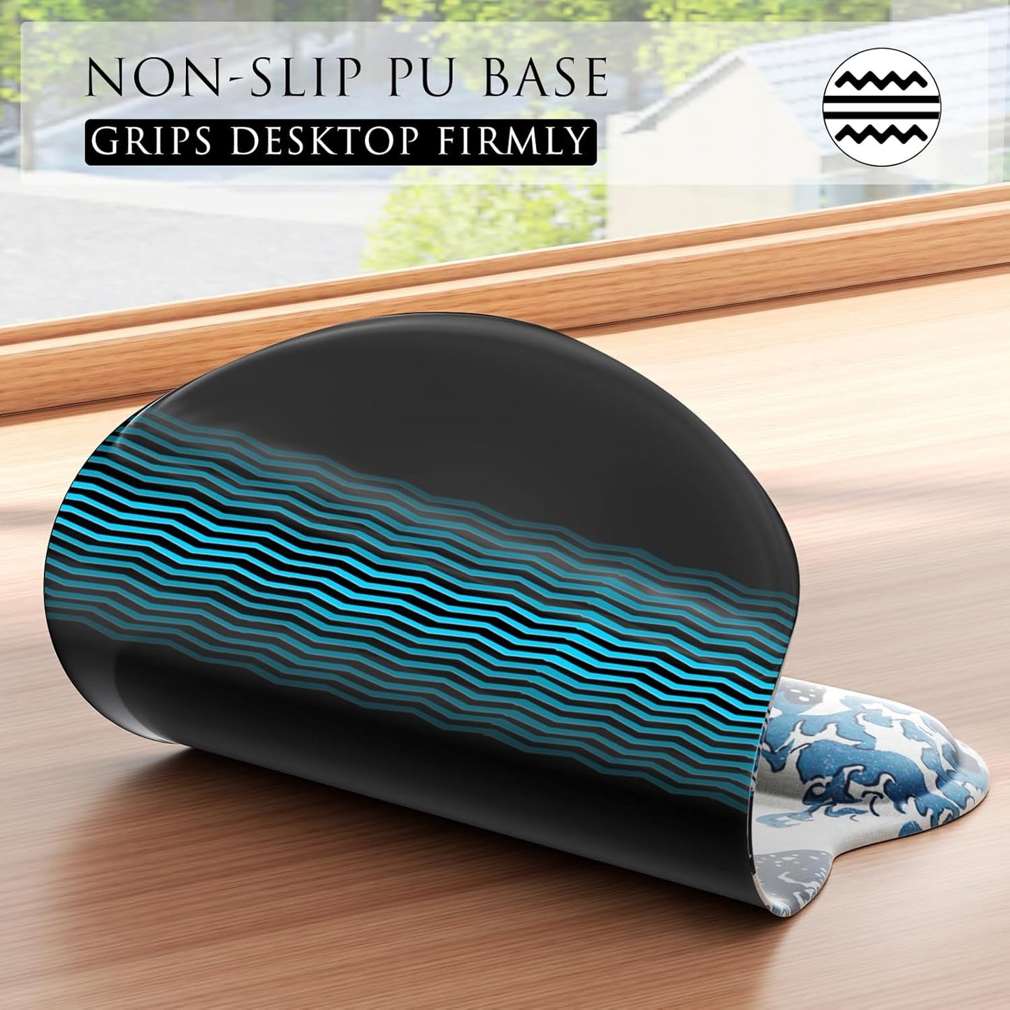 MROCO Ergonomic Mouse Pad with Gel Wrist Rest, Smooth Wrist Support Surface, Non-Slip PU Base for Pain Relief, Comfortable Mousepad for Computer, Laptop, Office & Home, 9.4 x 8.1 in, Black