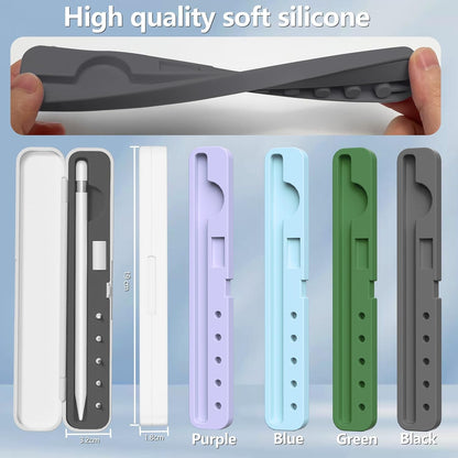 Inesore Pencil Case Compatible with Apple Pencil Pro/1st/2nd Gen/USB-C,Contain 5 Pack for Apple Pencil Tips Replacement Accessories (Purple Silicone Card Slot)