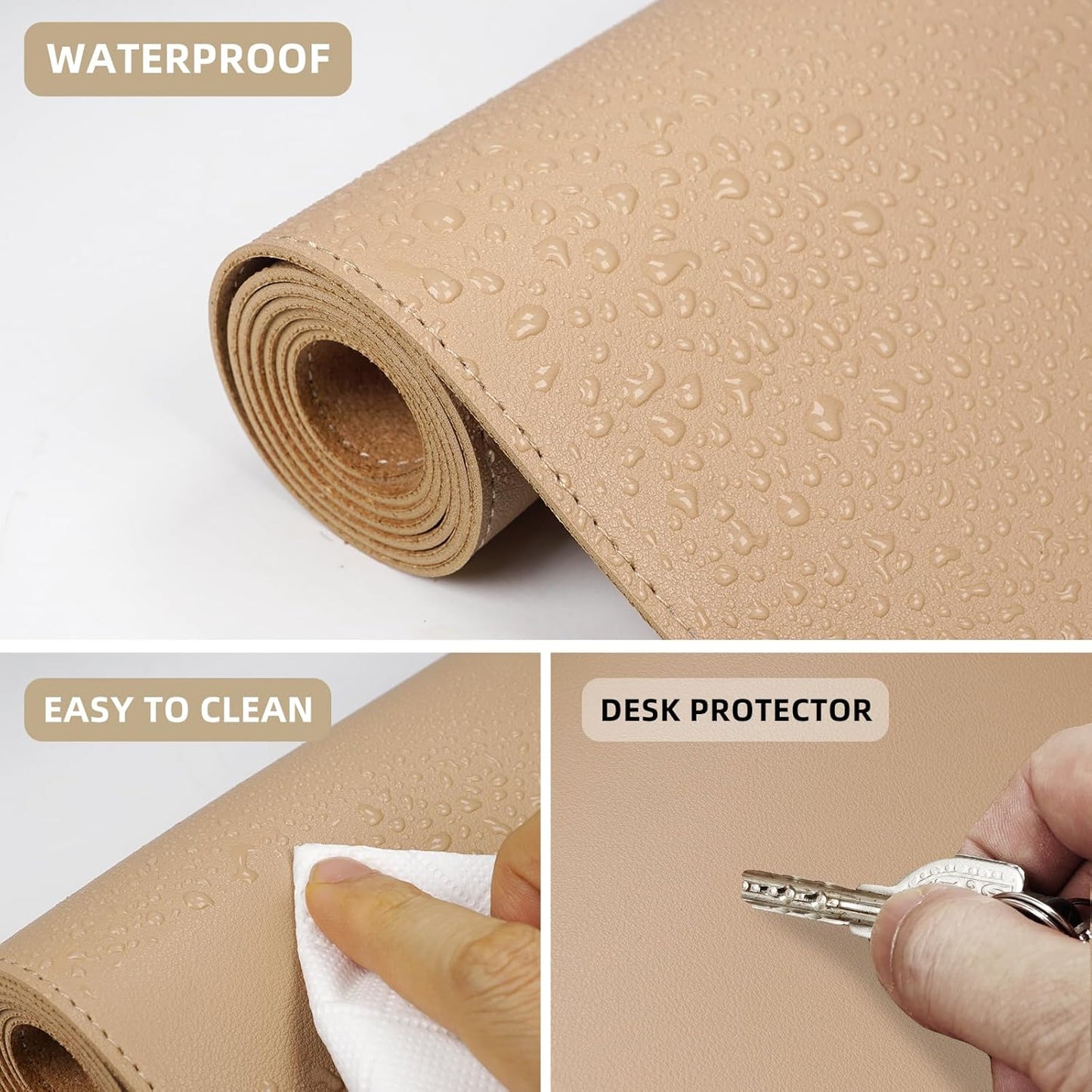 AFIING Large Desk Mat 47" x 17", Dual-Sided Natural Cork & PU Leather Desk Pad, Non-Slip Waterproof Mouse Pad for Office, Home & Gaming, Black