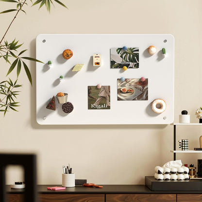FANXIYQ Black Magnetic Board for Desk, Metal Magnet Display Board for Magnets & Souvenirs, Travel Magnet Board & RV Sticker Board, Magnetic Memo Board with Removable Foot Pads