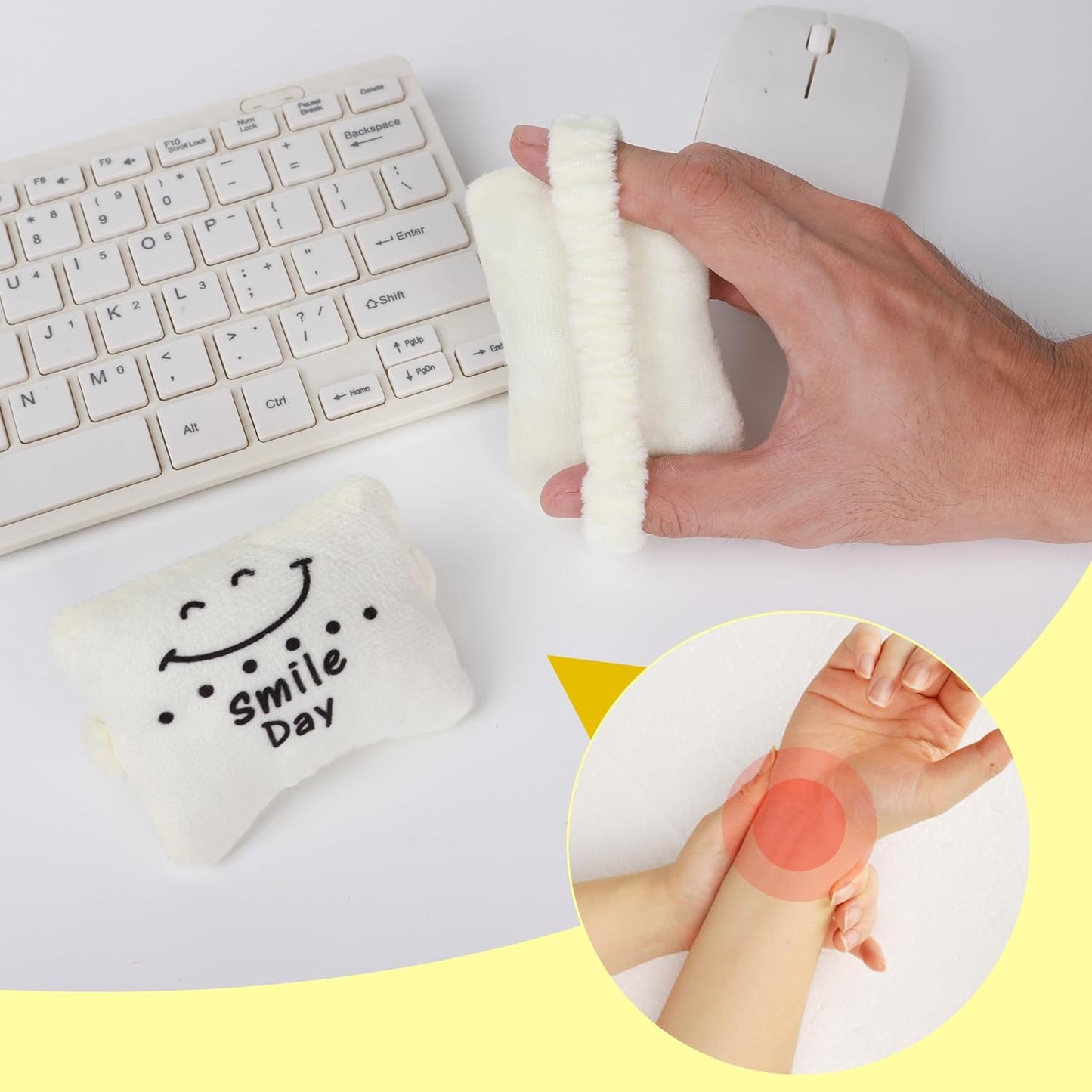 4-Pack Ergonomic Wrist Rest Set Wearable Mouse Keyboard Support Portable Cushion for Gaming Typing Gaming,Comfortable Support for Office and Desk Use