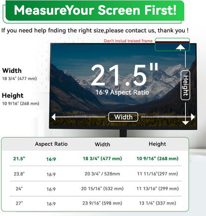 [2 Pack] Magnetic Hanging 24 Inch Computer Anti Blue Light Screen Protector for 16:9 Aspect Ratio Widescreen Monitor, Eye Protection Anti-Glare Light LED PC Screen Protector, Removable 24 in Protective Film