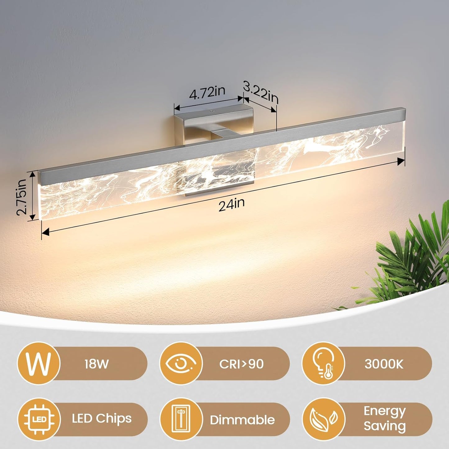 AIJIASI 39-Inch Brushed Gold Vanity Light Fixture, 28W Dimmable LED Modern Light Bar for Bathroom Mirror, Restroom, Bedroom (3000K)