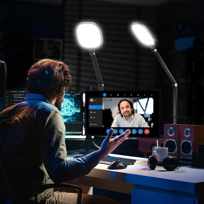 LitONES Video Conference Lighting for Computer, Dimmable Light for Video Recording, Meeting, Laptop & Webcam, 15W Ring Light for Desk with C- Clamp, Swing Arm, Remote, Memory & Timer CRI >95