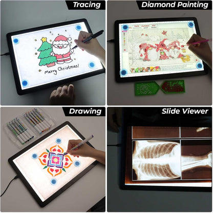 Heanolier A4 LED Copy Board Light Tracing Box,Super Bright Magnetic Light pad with Side physical Buttons,Adjustable Corded Light Table for Tattoo Transferring,Drawing, Light Board for Diamond Painting