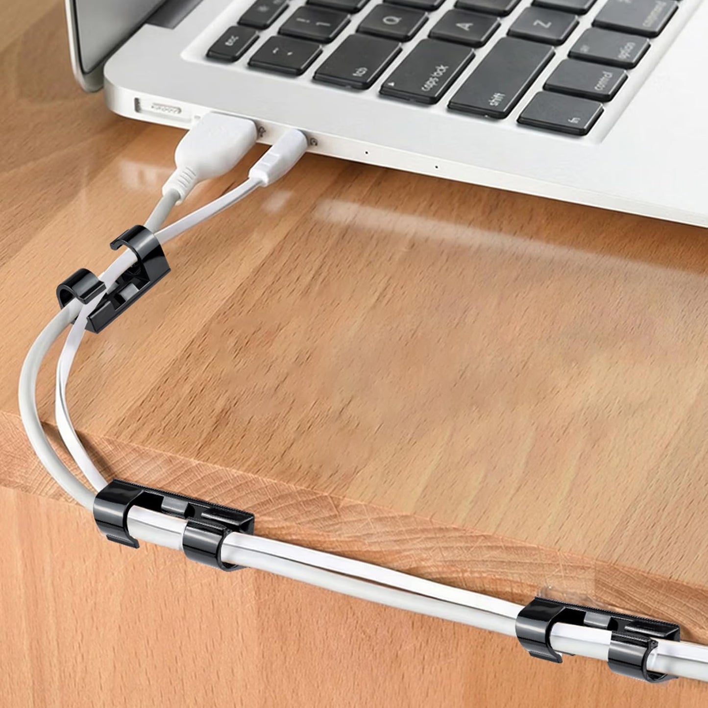 SOULWIT 50 Pcs Self Adhesive Cable Management Clips, Cable Organizers Sticky Wire Clips Cord Holder for TV PC Laptop Ethernet Cable Desktop Home Office (Transparent)