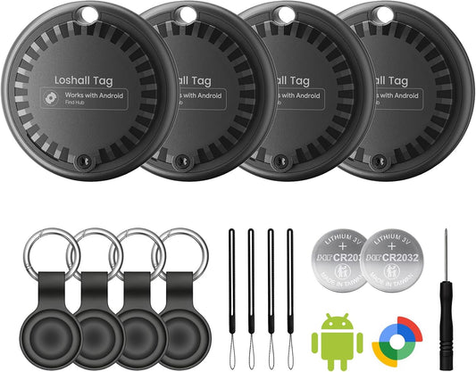 Air Tags for Android,Air Tags-4 Pack Android,2 Year Battery Life,Air Tracker Tags with 4 Case,Google Find Trackers for Google'S Find Hub App,IP65 Waterproof Luggage Tracker for Keys