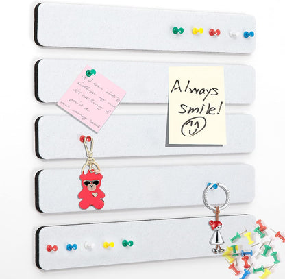 Felt Pin Board Bar Strips Bulletin Board for Bedrooms Offices Home Wall Decoration, Notice Board Self Adhesive Cork Board with 35 Push Pins for Paste Notes, Photos, Schedules