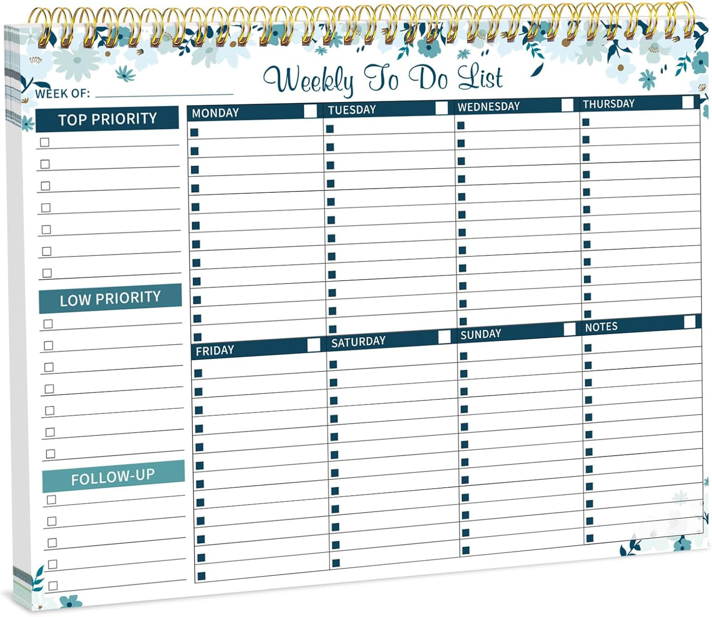 Weekly To Do List Notepad, 8.5''x11'' Weekly Desk Planner with 52 Tear Off Sheets Undated Weekly Planner Habit Tracker & Productivity Organizer for Home School and Work, Light Green