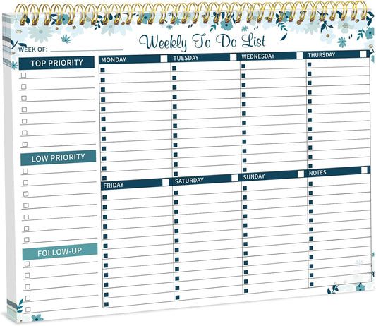 Weekly To Do List Notepad, 8.5''x11'' Weekly Desk Planner with 52 Tear Off Sheets Undated Weekly Planner Habit Tracker & Productivity Organizer for Home School and Work, Light Green