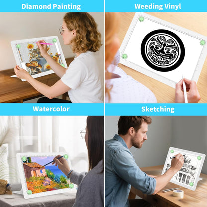 Phylosal Rechargeable A4 LED Light Pad with Built-in Stand, Magnetic Tracing Light Box for Drawing, Diamond Art Light Board with Side Button, Super Bright Light Table for Diamond Painting, Sketching