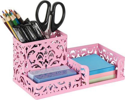 EasyPAG Desk Organizer with 3 Compartment for Pencil Sticky Note Holder and Office Accessories,White