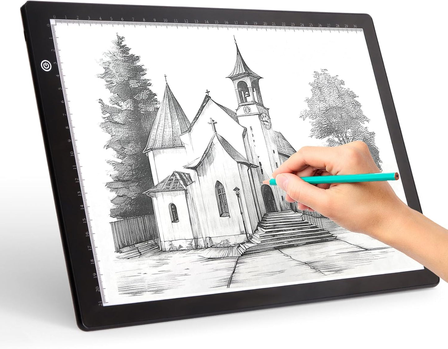 Fiqiuuiid A4 Rechargeable LED Light Pad, Tracing Light Box with 6-Level Dimmable & Light Guide artboard, Diamond Painting Light Board with Stand and Top Clip, Cordless Lightbox with Carrying Case