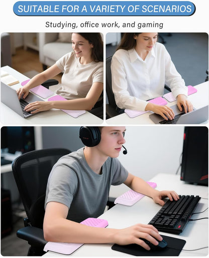 ITNRSIIET 2-Piece L Shaped Split-Design Desk Elbow Pad, Dual-Zone Support, Tri-Zone Relief for Elbow/Forearm/Wrist, Adaptive to All Desk Geometry, Non-Slip Laser-Engraved Base, Timeless Black