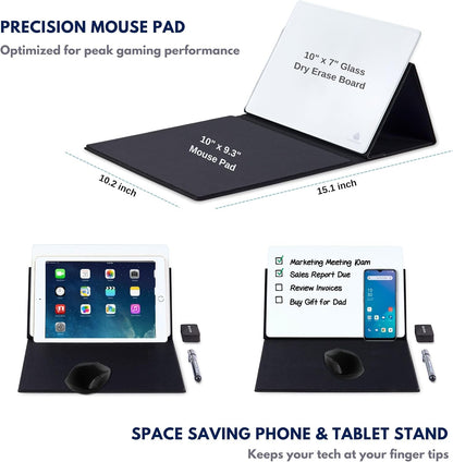 Note Tower Mouse Pad Whiteboard | Gaming Performance Mousepad with Dry Erase Glass Board for Desk | Manage to-Do Lists, Write Gaming Notes & Tactics | Desk Buddy Organizer for Office, School Supplies