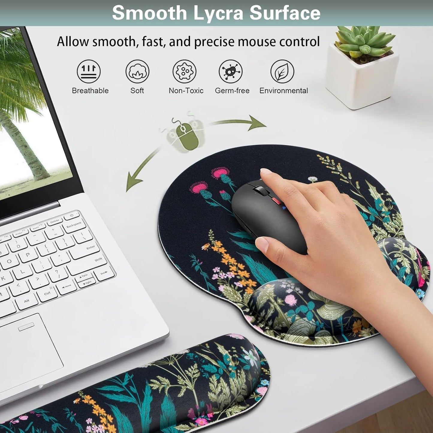 Ergonomic Keyboard Wrist Rest, Mouse Pad with Wrist Rest Anime, Cat Gaming Mousepad with Wrist Support, Memory Foam Wrist Rest Set for Computer Keyboard, Funny Cute Office Desk Accessories