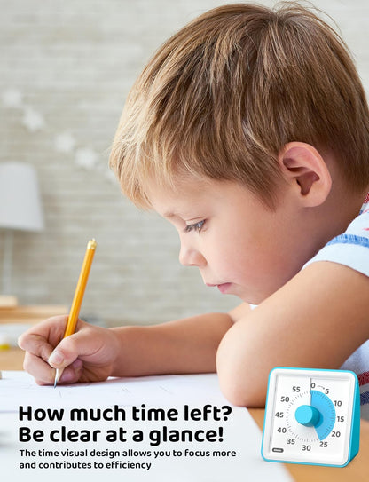 LIORQUE Visual Timer for Kids, 60-Minute Countdown Timers for Classroom Office Kitchen with Silent Operation, Kids Timer for Teaching (Batteries Included)