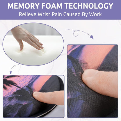 KONVINIT Ergonomic Mouse Pad with Wrist Rest, Small Mousepad with Non-Slip Rubber Base and Smooth Surface, Beach Mouse Pads for Desk, Office Desk Accessories