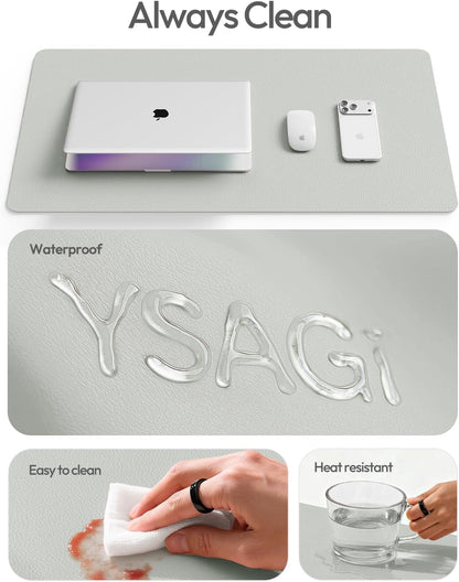 YSAGi Large Extended PU Leather Desk Pad Protector – Non-Slip Waterproof Desk Mat for Office & Home, Easy Clean Mouse Pad & Laptop Writing Blotter 35.4"x17" Black - Colors B