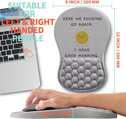 Ergonomic Mouse Pad Wrist Support with Memory Foam Massage Bulge, Carpal Tunnel Pain Relief Mousepad Wrist Rest for Mouse(12x8 inch, Silver Gray Light Purple)